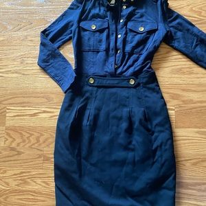 Burberry military navy dress pockets sz4